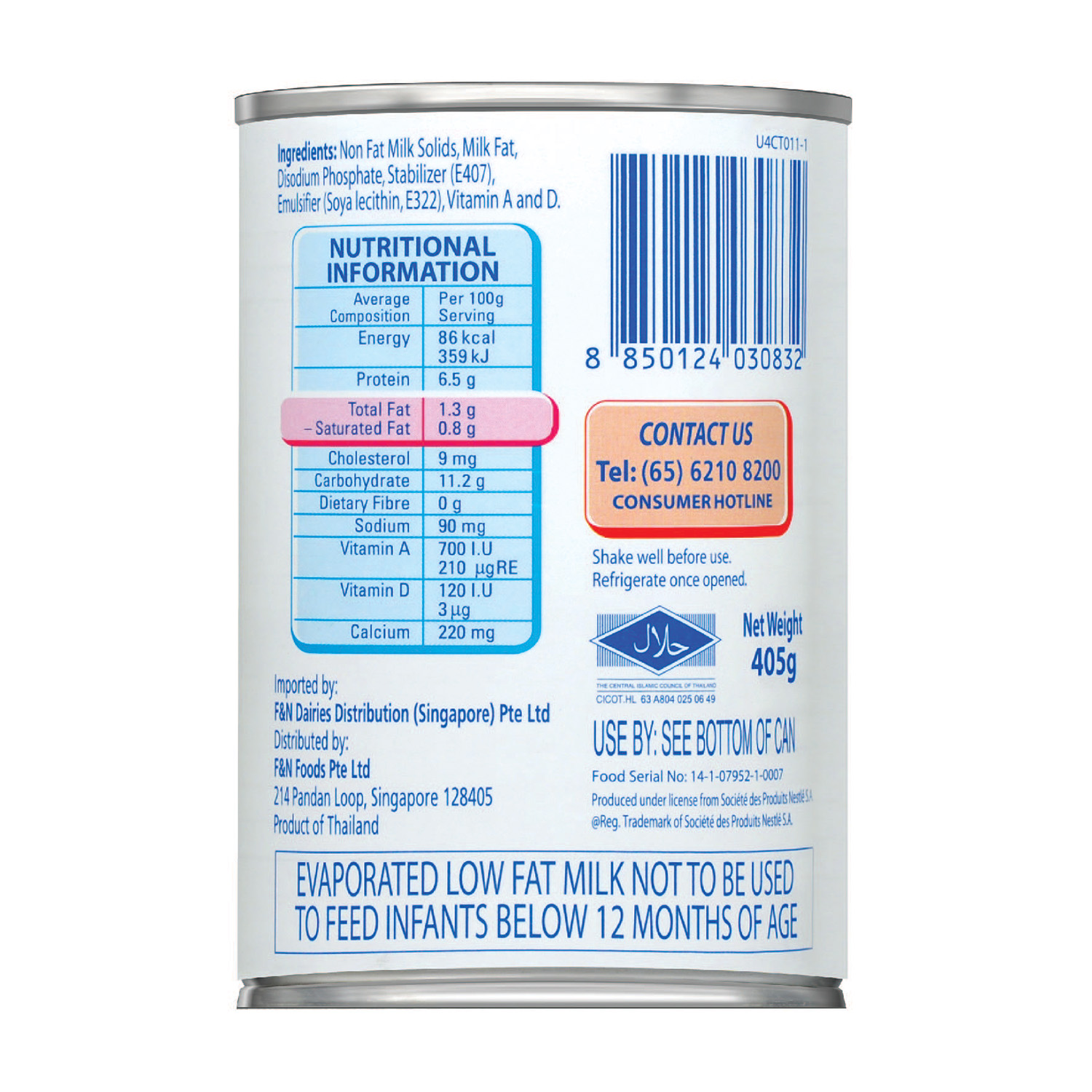 HIGH CALCIUM LOW FAT EVAPORATED MILK