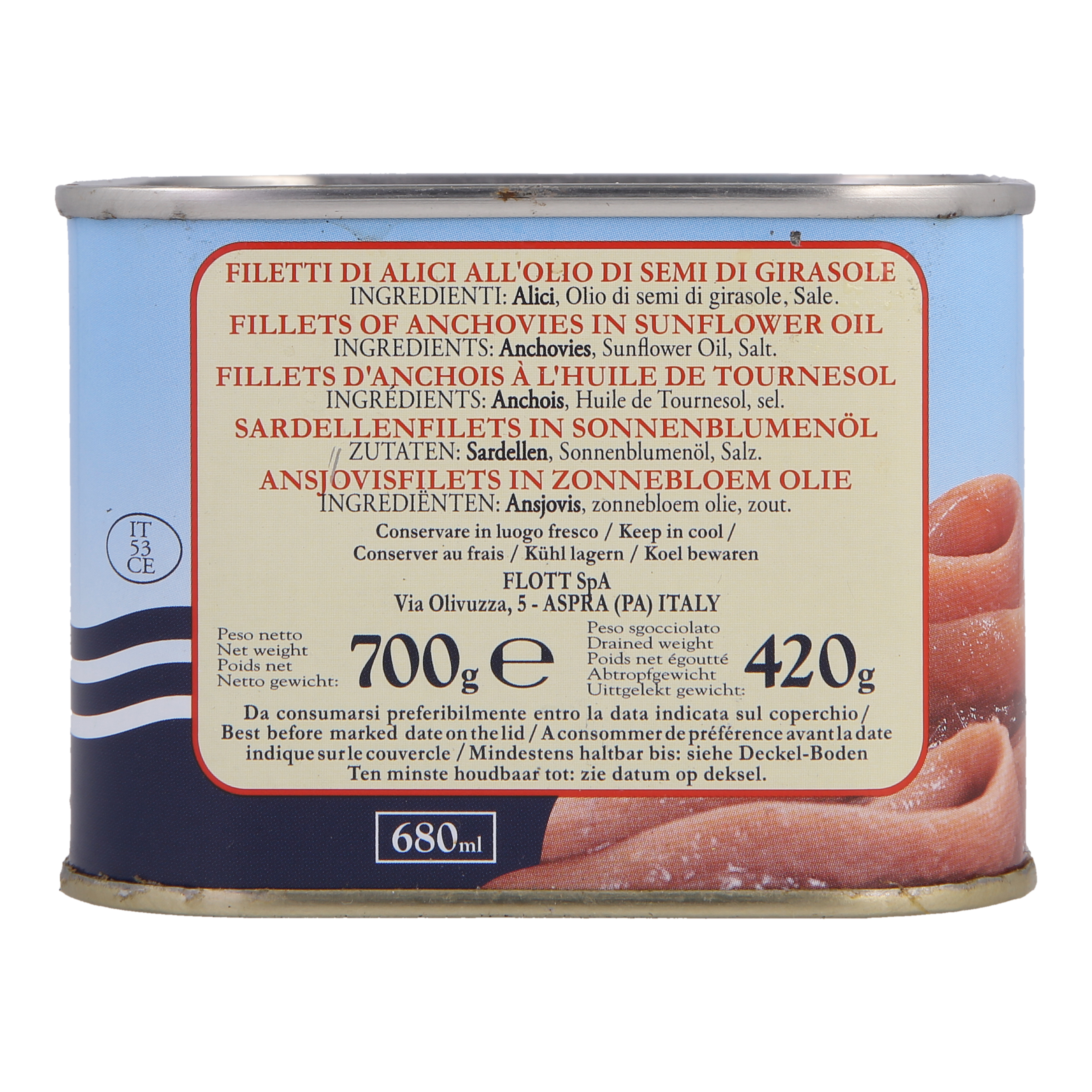 ANCHOVY FILLETS IN SUNFLOWER OIL